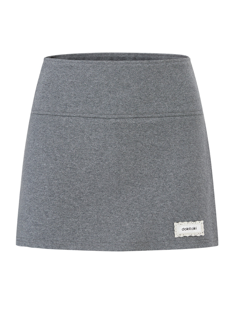 Silver High-Waist Bodycon Midi Skirt