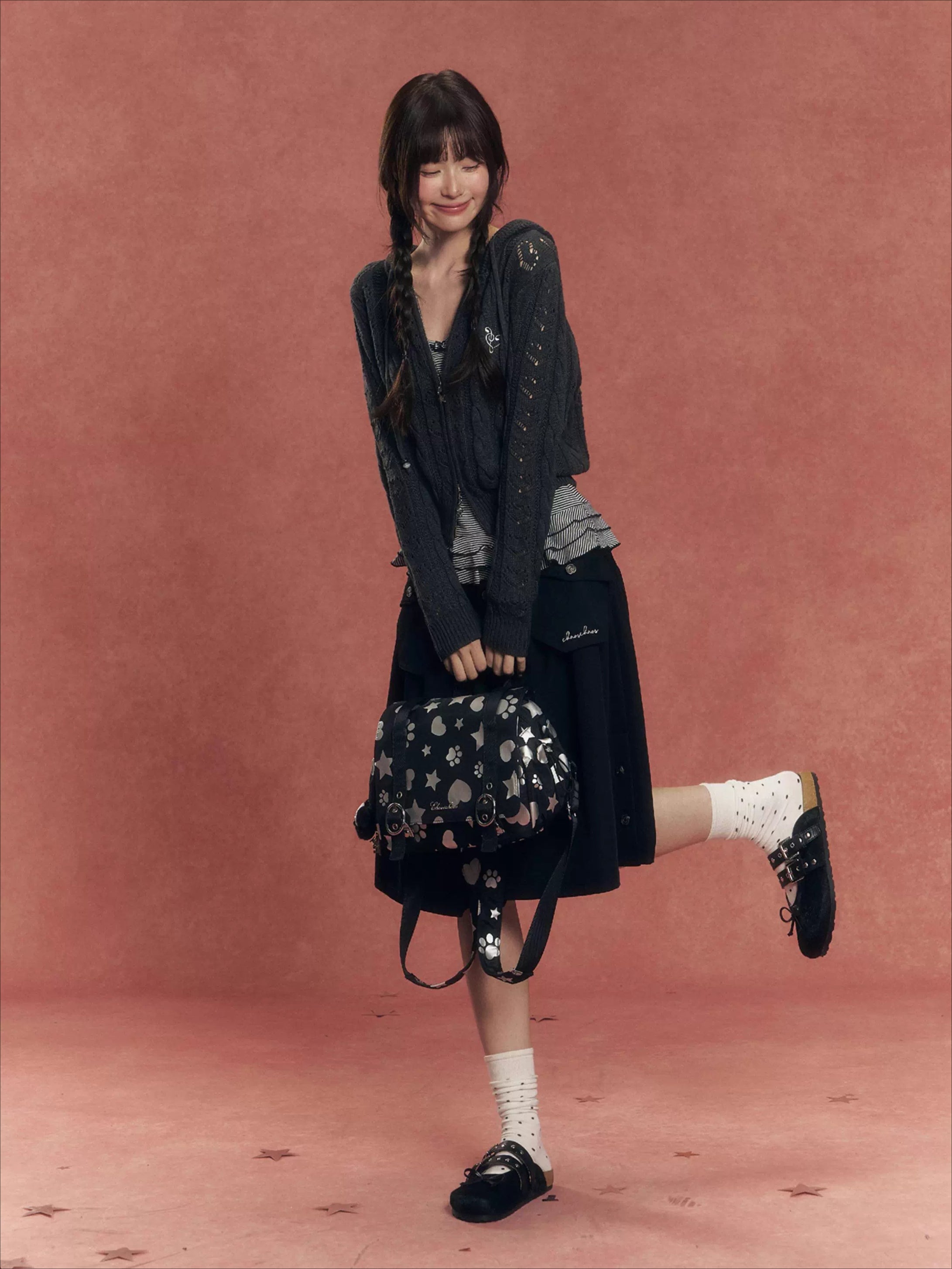 Silver-Stamped Matte Square Backpack