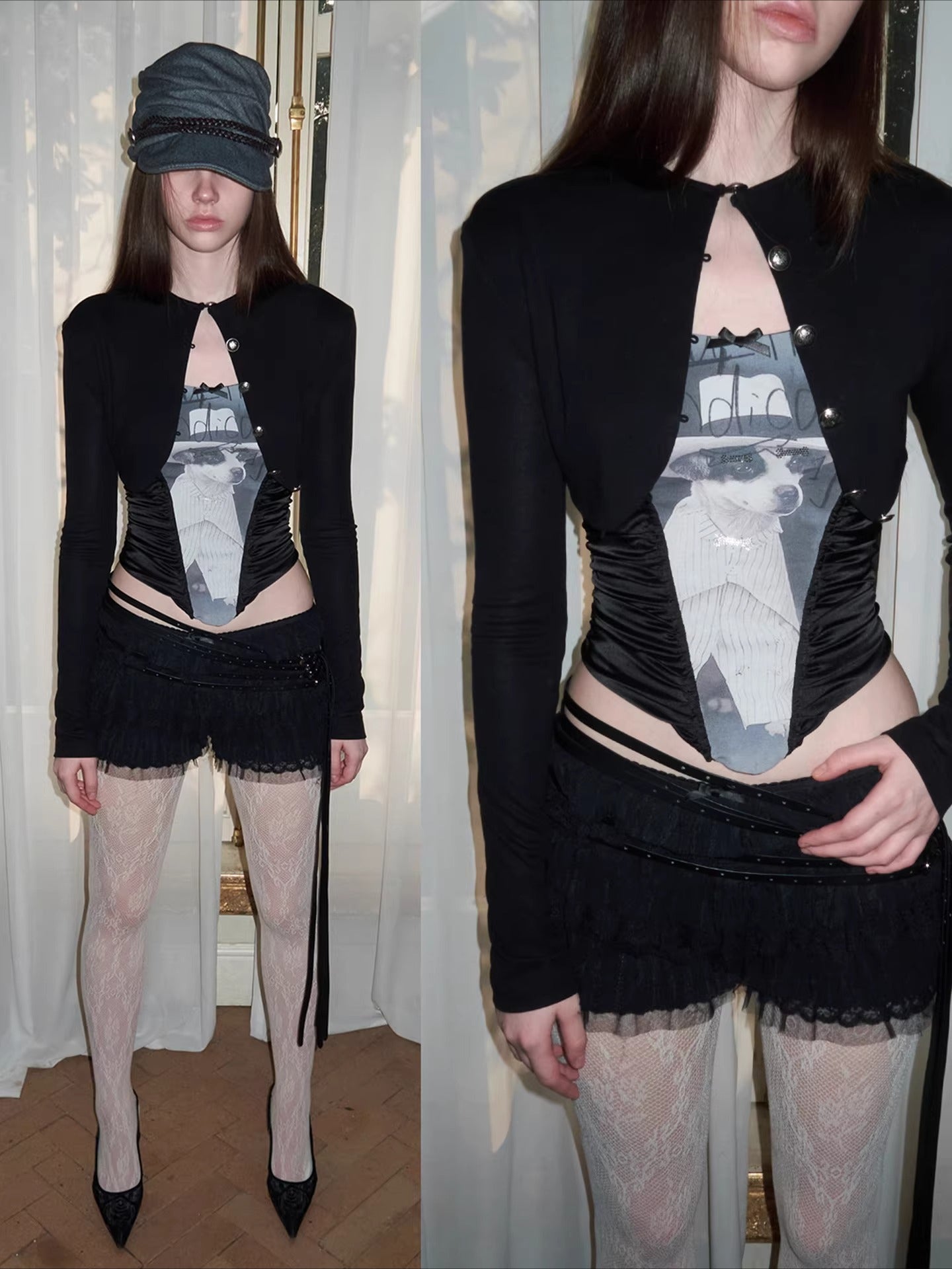 Satin-Panel Corset-Style Cropped Camisole