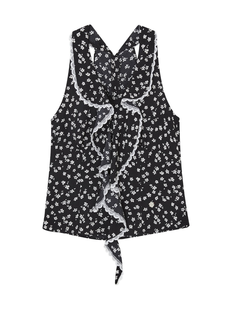 V-Neck Lace Halter Vest - CHINASQUAD