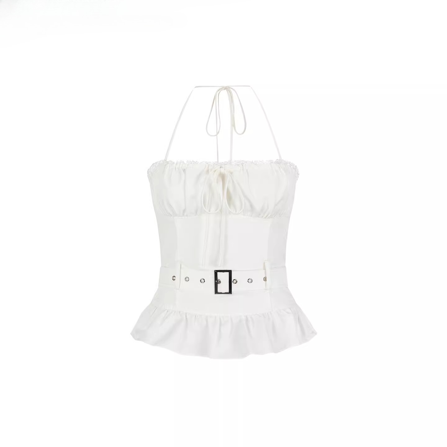 Halter Ruched Corset Crop Top