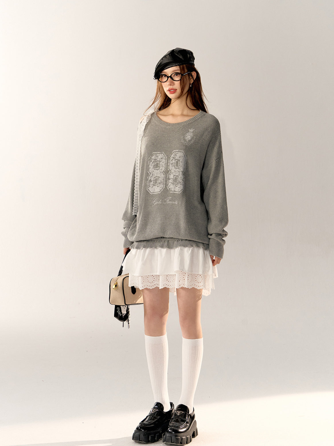 Off-Shoulder Patchwork Lace Dress - CHINASQUAD