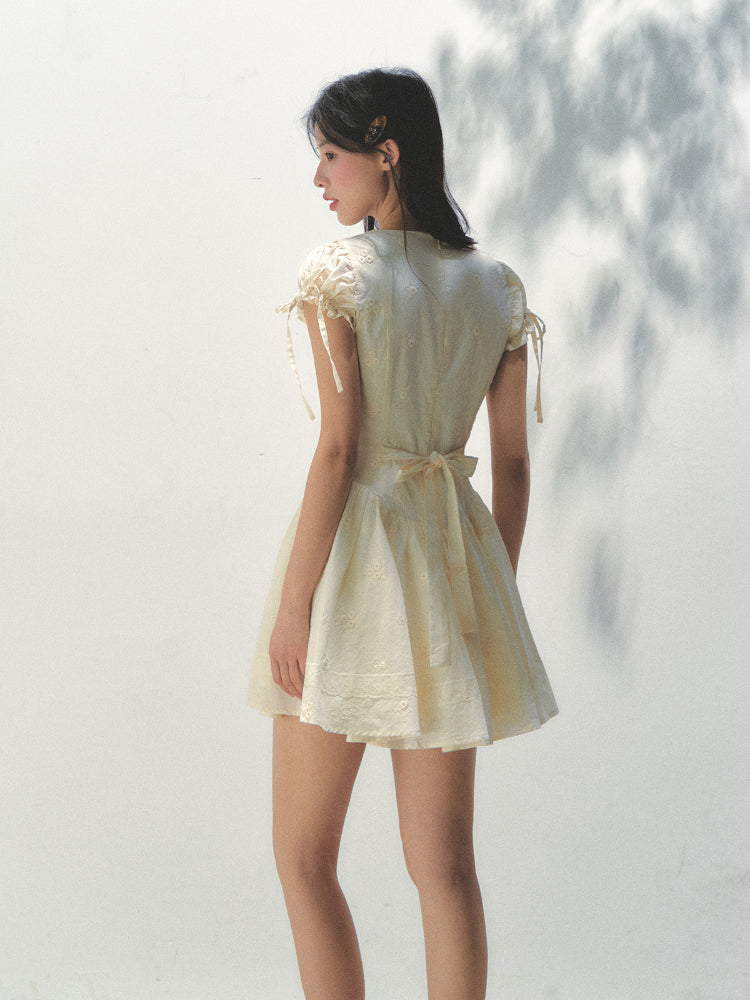 Embroidered Shirt-Collar Tea-Break Dress - CHINASQUAD