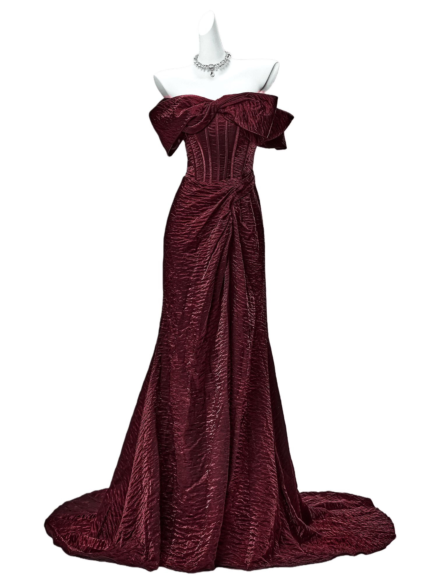 Exquisite Burgundy Couture Gown