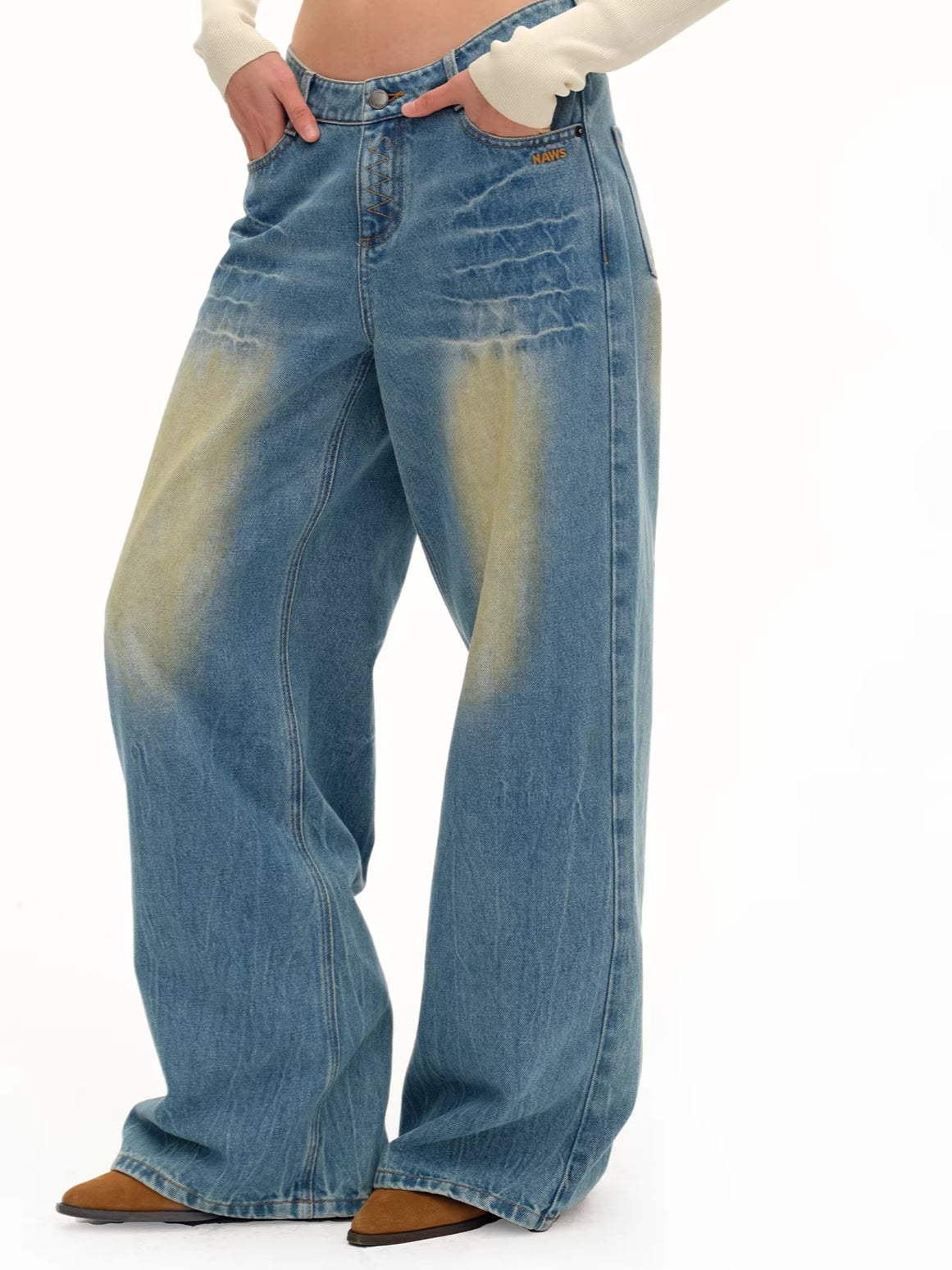 Mule Wide-Leg Denim Pants