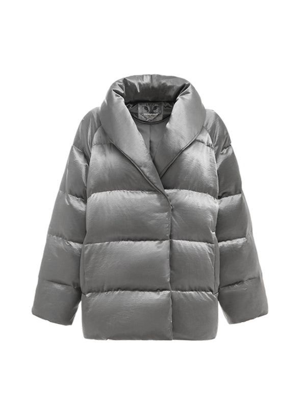 Silver Satin Oversized Down - CHINASQUAD