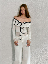 White Tie Detail Off-shoulder Knit Cardigan - CHINASQUAD