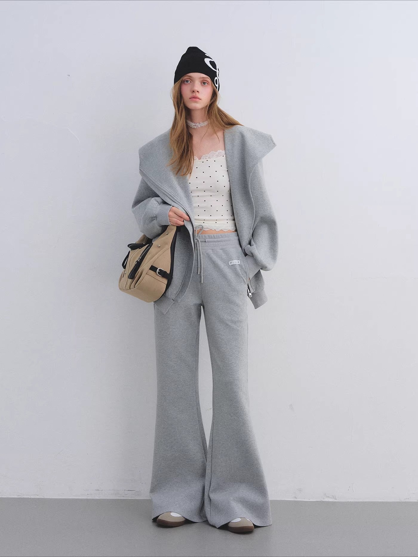 Lace Panel Polka Dot Cami Top