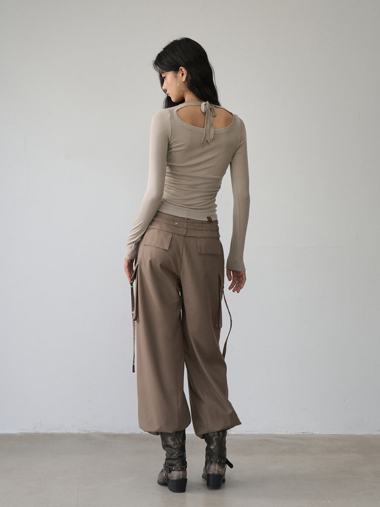 Reversible Off-shoulder Slim Long-sleeve T-shirt - CHINASQUAD