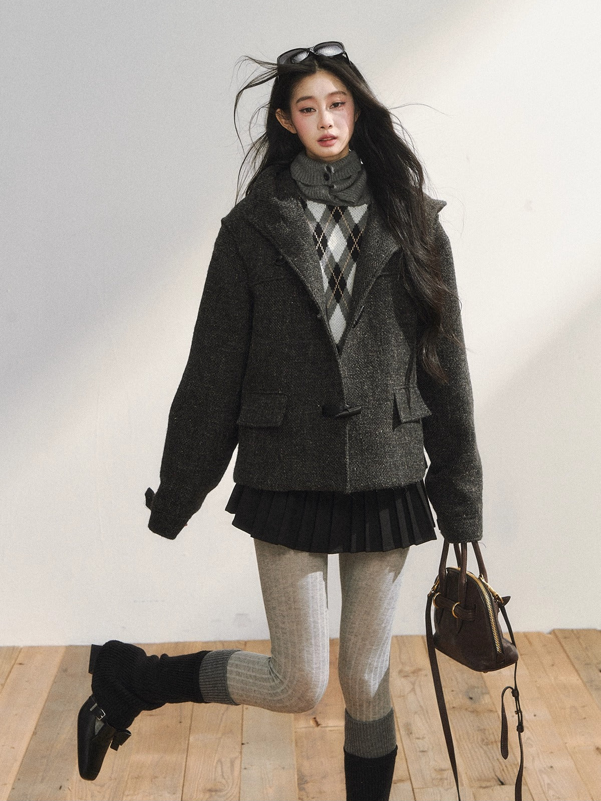 Two-Tone Wool Duffle Jacket