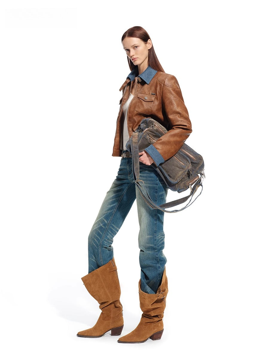 "Rose Series" Faux Shearling PU Leather Jacket - CHINASQUAD