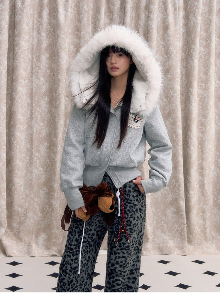 Faux Fur Lined Zipper Fur Collar Jacket - CHINASQUAD