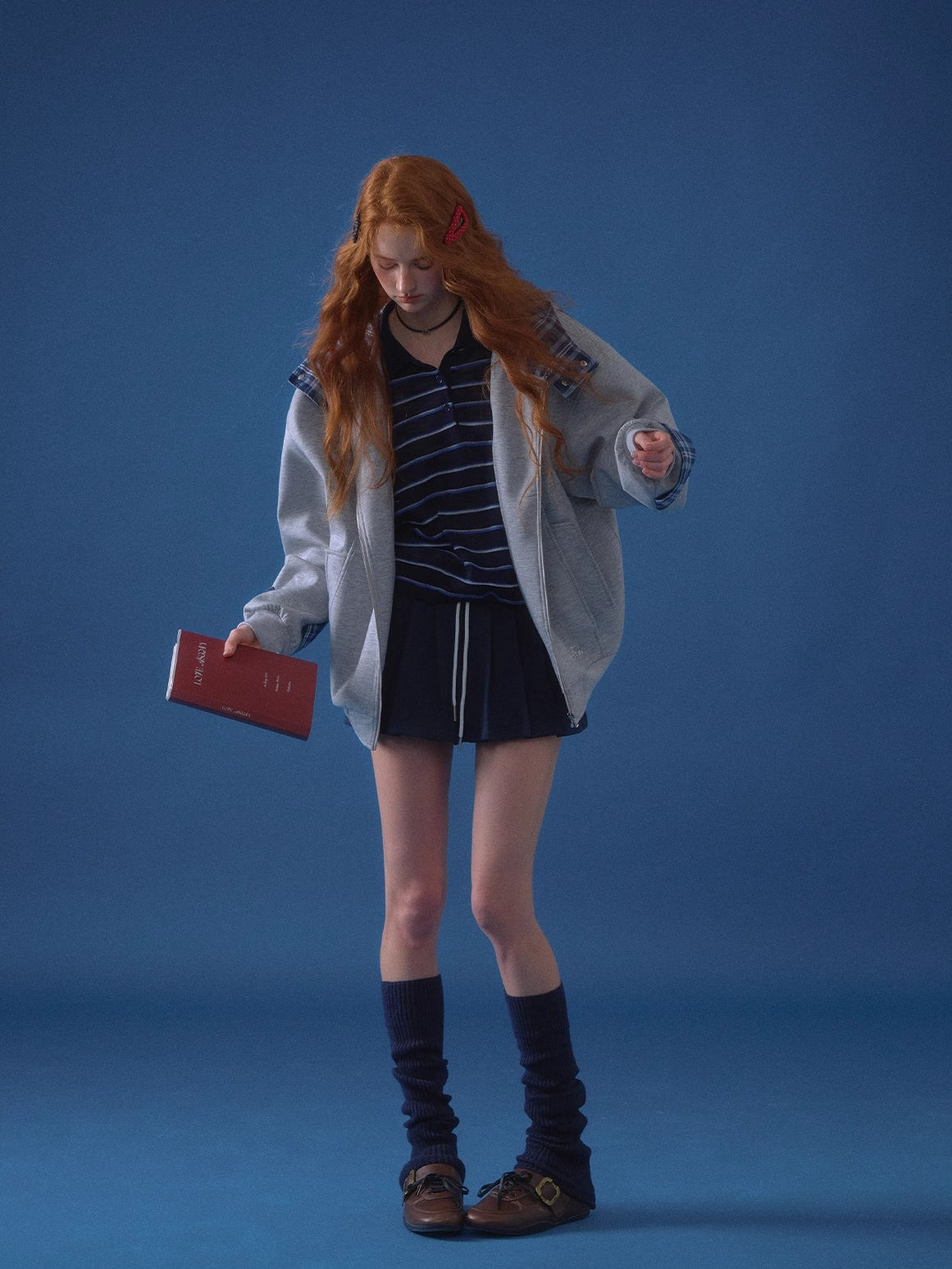 Patchwork Loose Embroidered Zip-Up Hoodie - CHINASQUAD