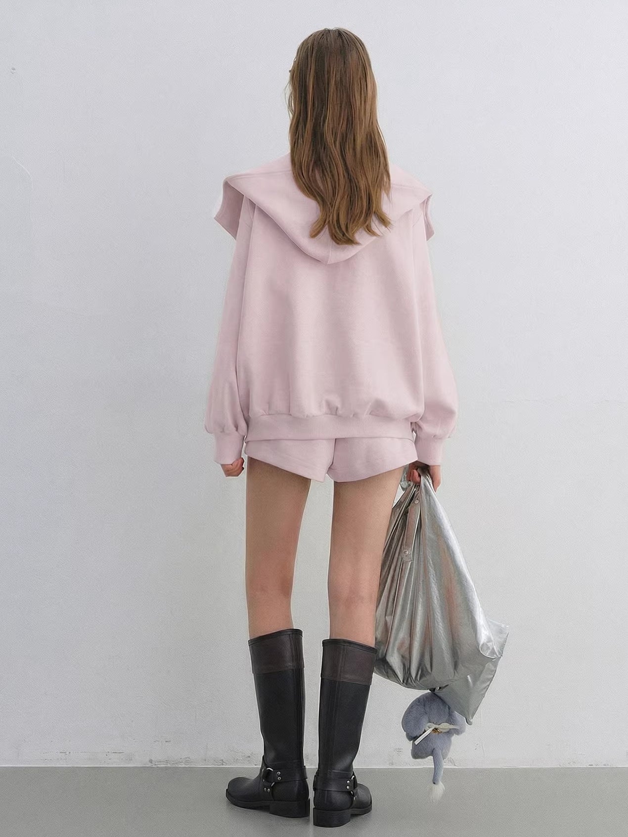 Hooded Zip-Up Sweatshirt & Flared Sweatpants Set