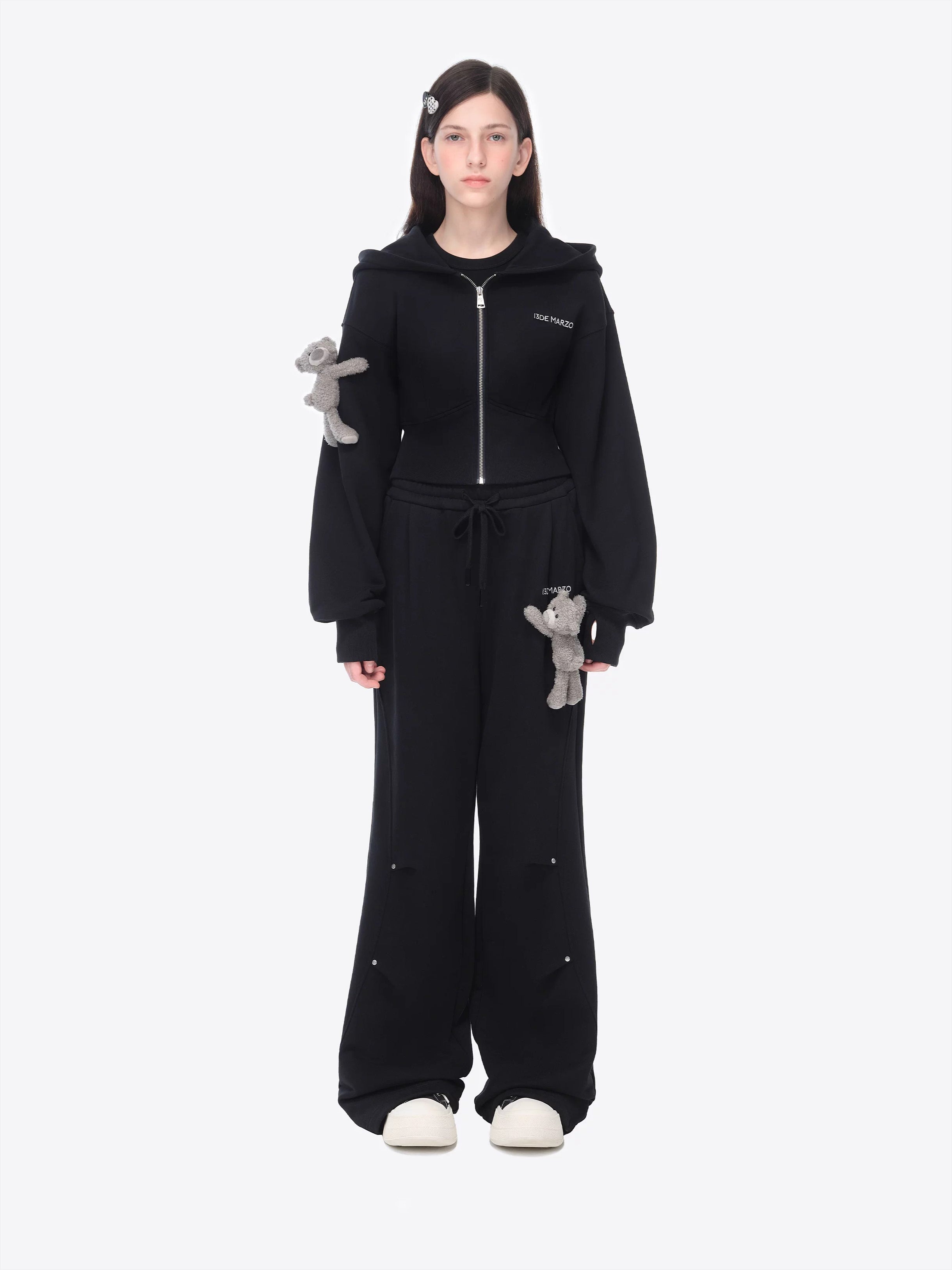 Slim-Fit Cropped Hooded Sweatshirt