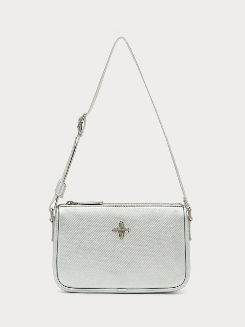 Black & Silver Badge Leather Bag - CHINASQUAD