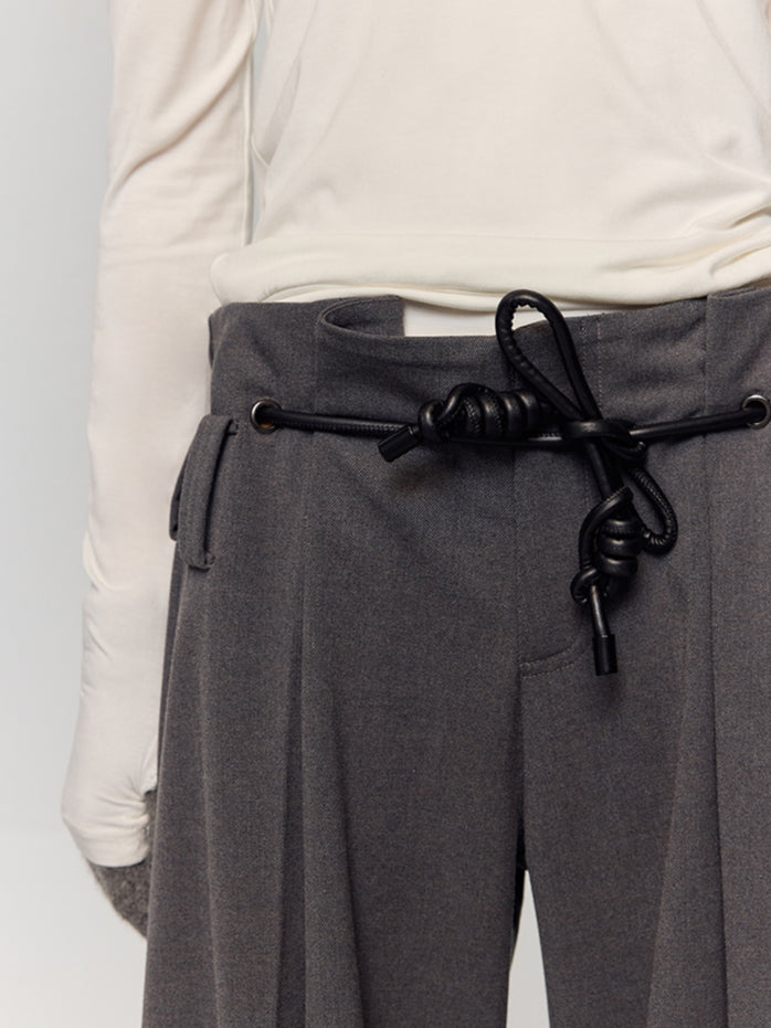 Wool Blend Wide-Leg Pants - CHINASQUAD