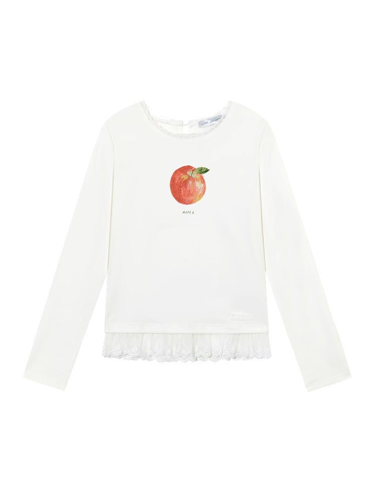 Fruit Print Lace-spliced T-Shirt - CHINASQUAD