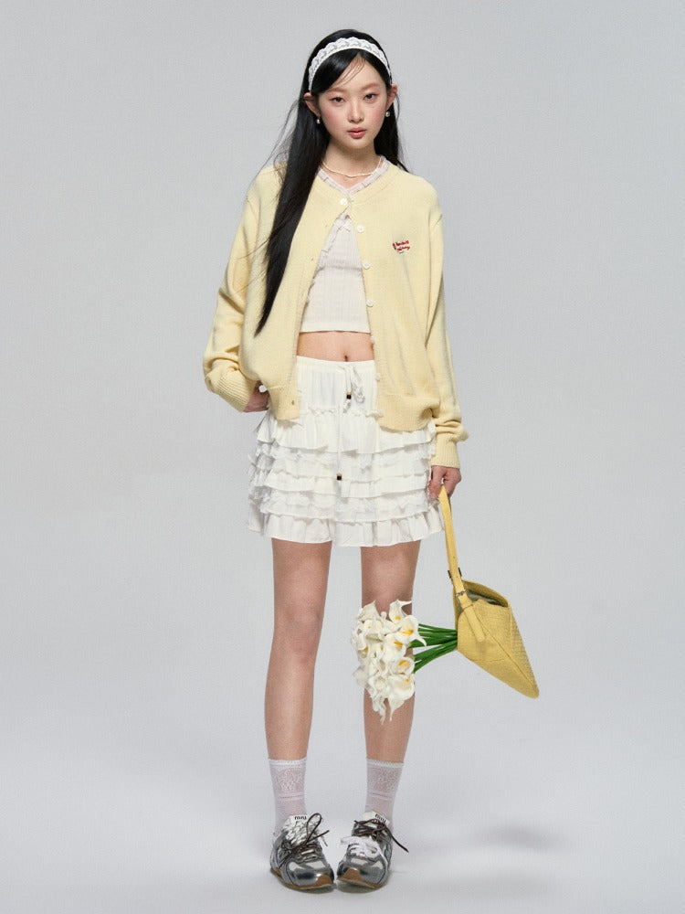 Layered Lace Pearl Trim Ballet Skirt - CHINASQUAD