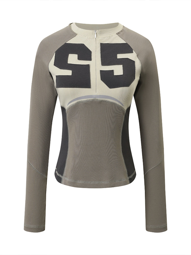 Color-block Sports Style Fitted Long Sleeve T-shirt - CHINASQUAD