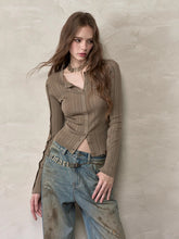 Button-Down Waist-Cinched Lyocell Knit Cardigan - CHINASQUAD