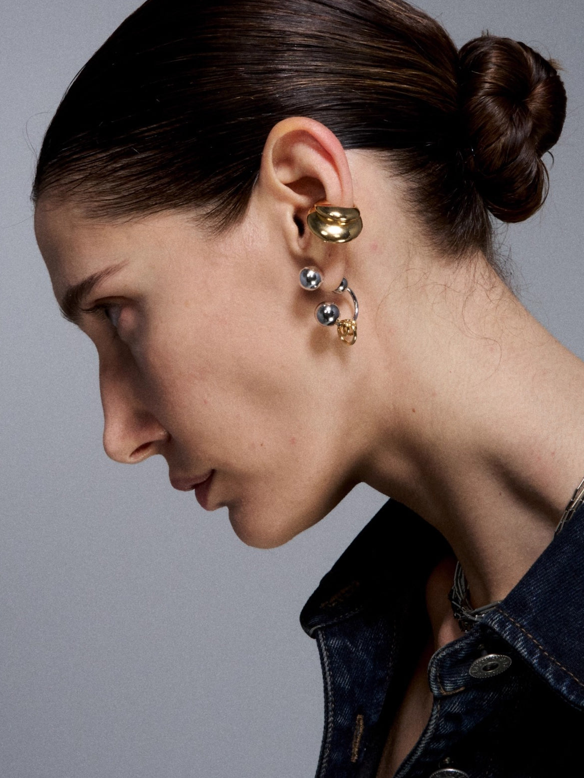 Reconstructed Dual-Tone Metallic Sphere Earrings