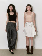 Black & Beige Ribbon Knit Tank Top - CHINASQUAD