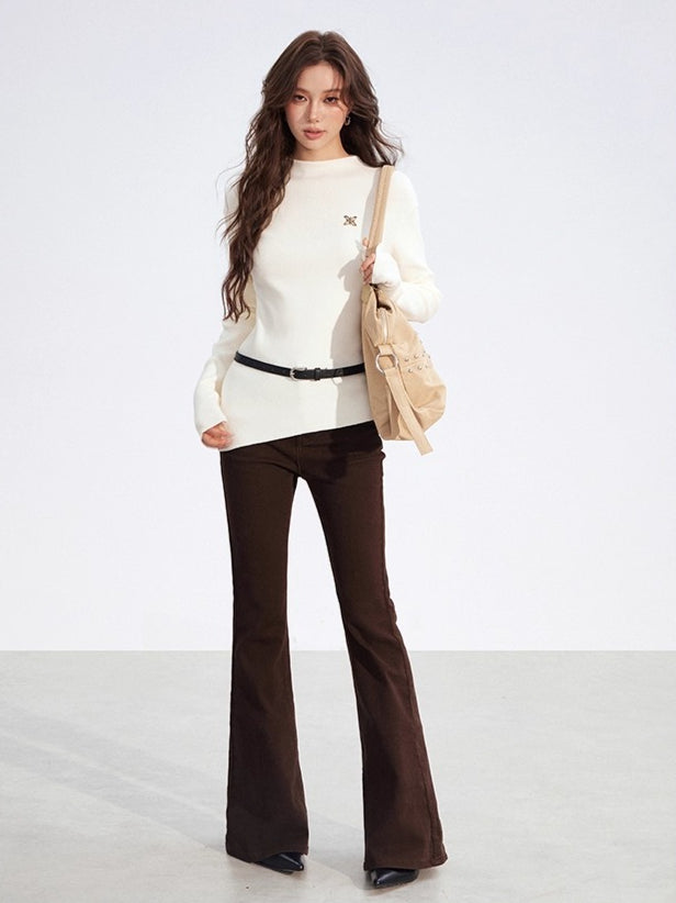 Embroidered Flared Denim Pants