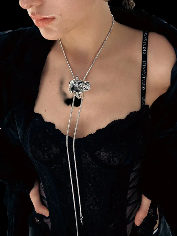 Tie Snake Chain Angel Heart Necklace - CHINASQUAD
