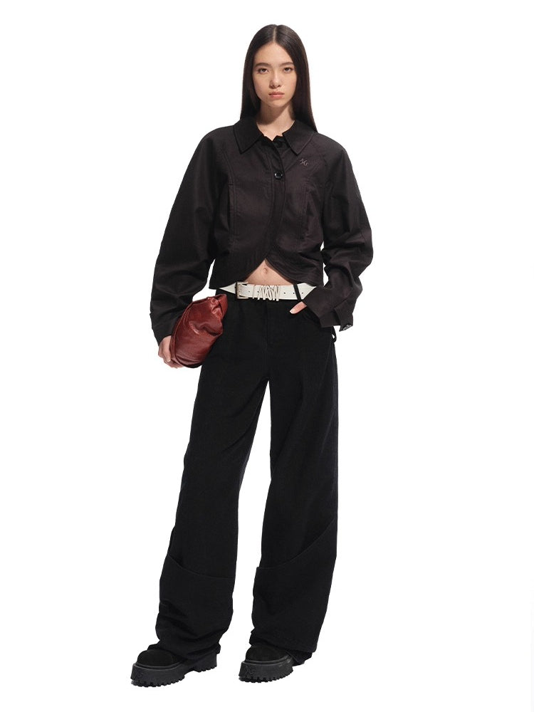 Washed Distressed Large Pockets Wide-Leg Pants - CHINASQUAD