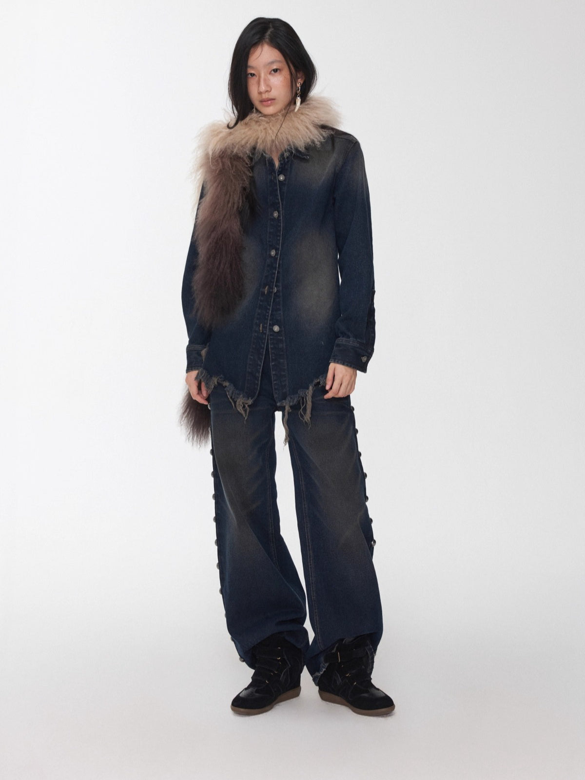 Riveted Vintage Washed Straight-Leg Jeans - CHINASQUAD