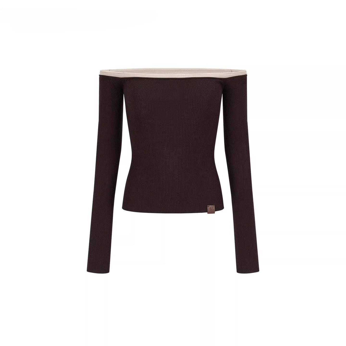 Contrast Trim Off-Shoulder Knit Top