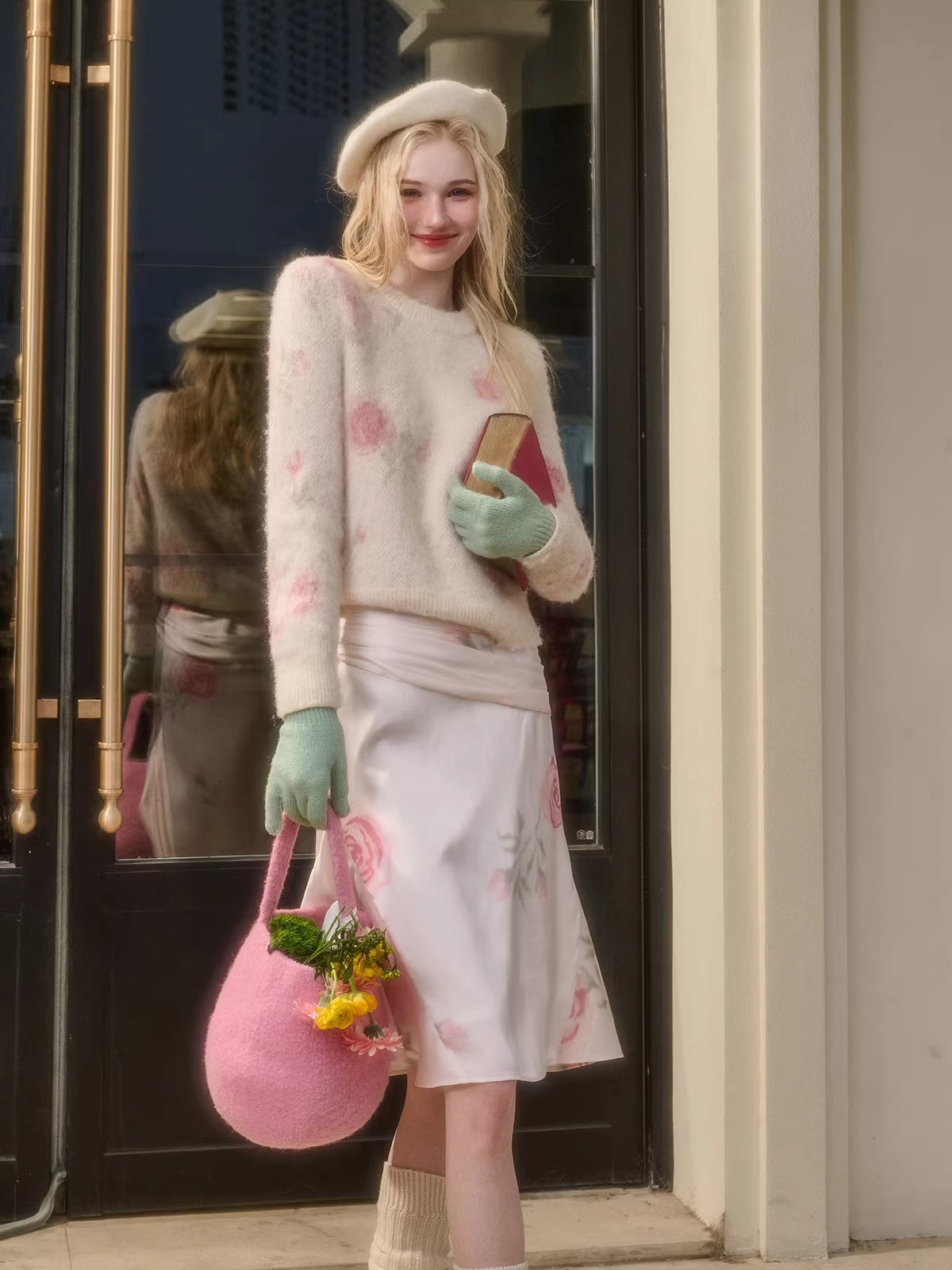 Wool-Blend Knit Top & Skirt Set