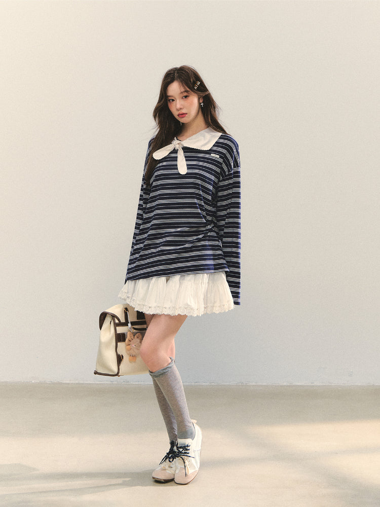 Bow Tie Stripe Long-Sleeve T-Shirt - CHINASQUAD