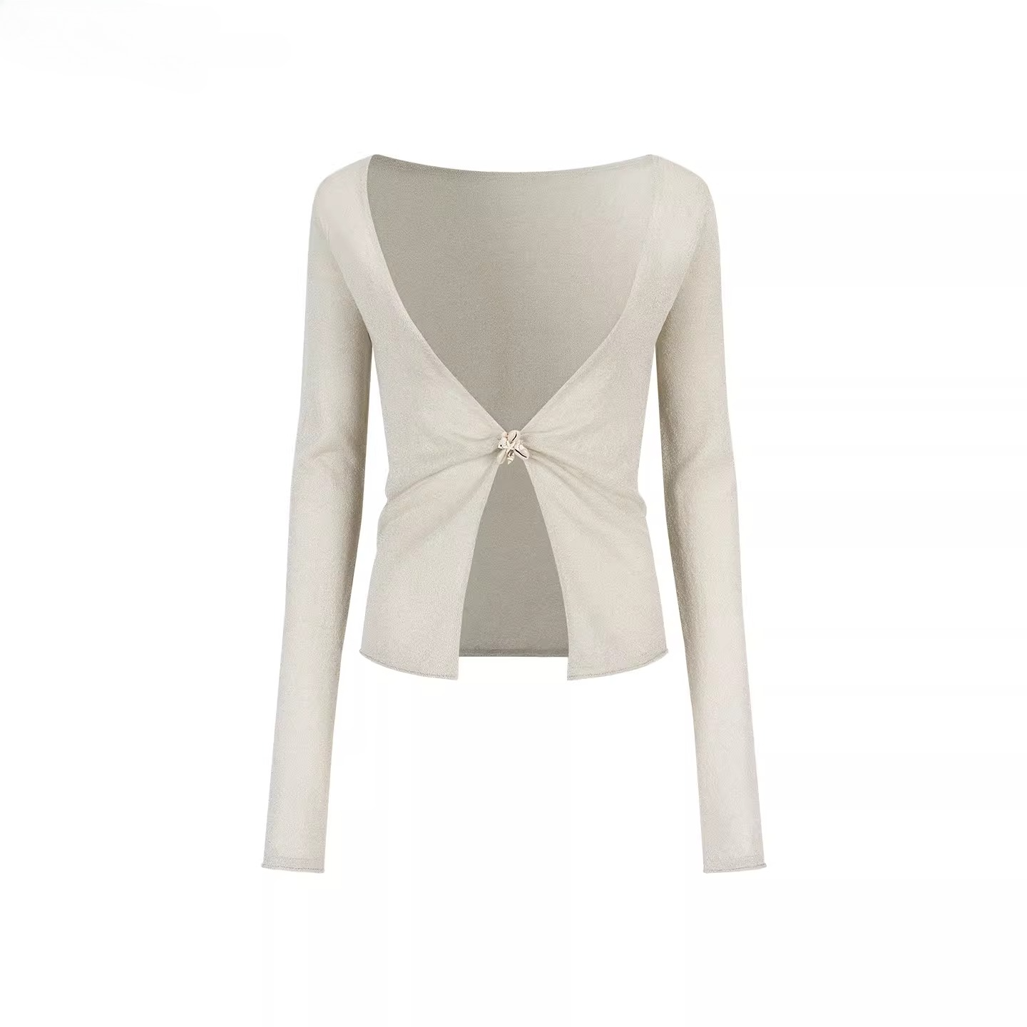 Shimmer Knit Tie-Front Cardigan