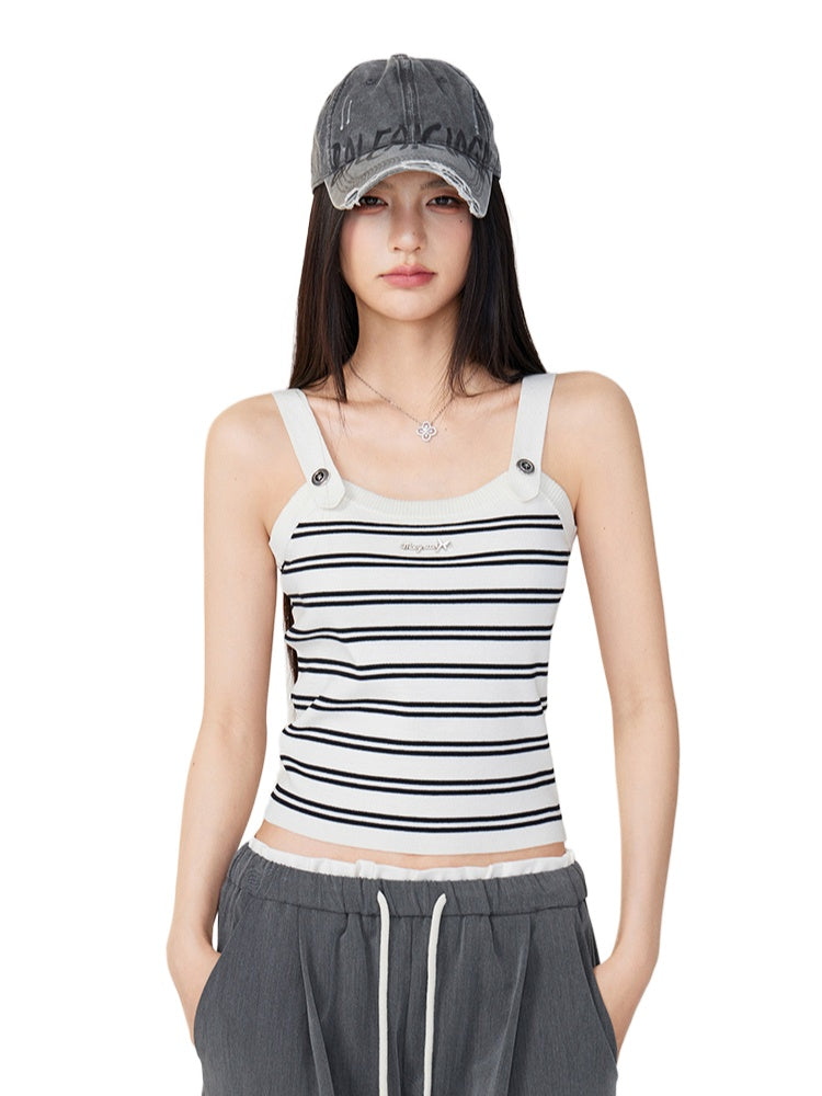 Color-Blocked Striped Knit Vest - CHINASQUAD