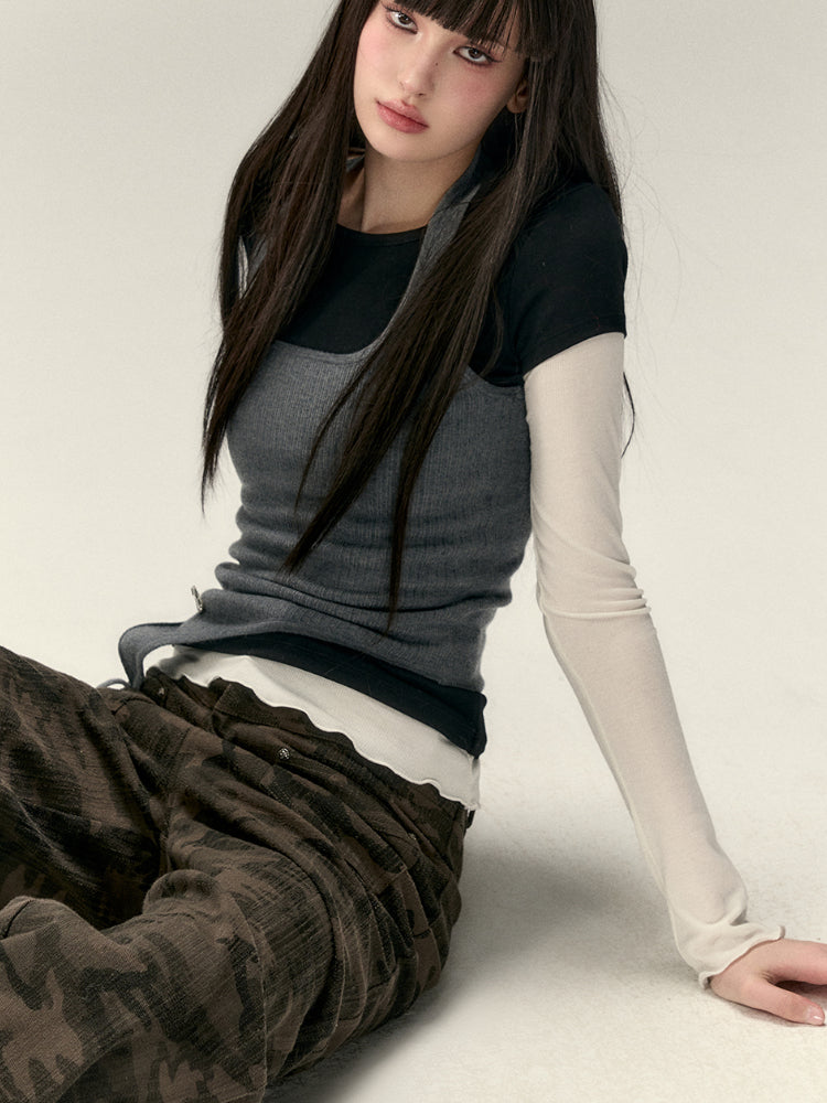 Embroidered Letter Short-Sleeve T-shirt - CHINASQUAD