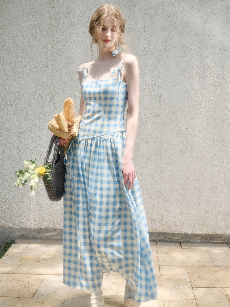 Lace Fake Two-Piece Pleated Patchwork Dress - CHINASQUAD