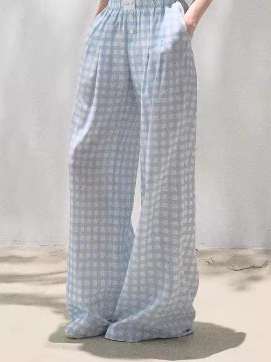 Tencel–Linen Relaxed Wide-Leg Pants