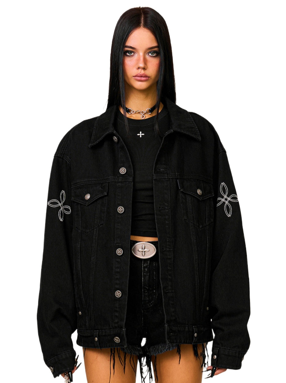 Vintage Black Washed Denim Jacket - CHINASQUAD