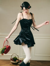 Classic Red Velvet Handcrafted Floral Velvet Dress - CHINASQUAD