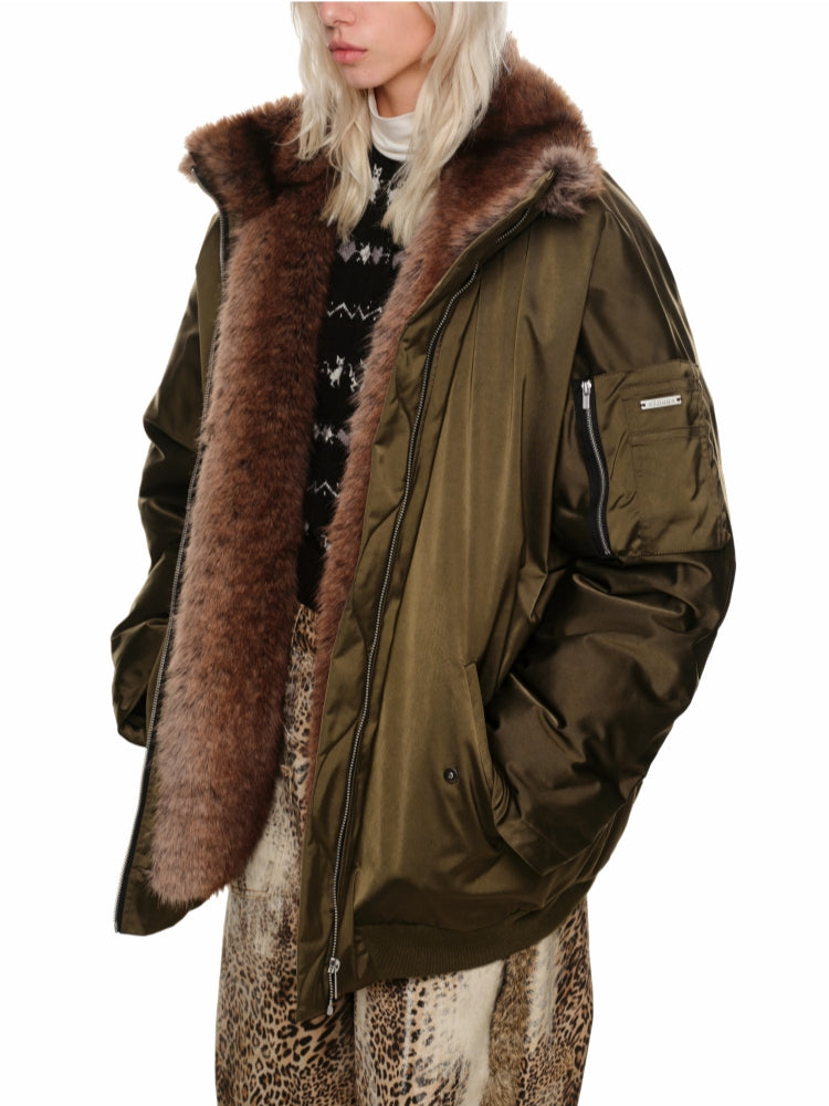 Gradient Patchwork Down-Filled Aviator Jacket - CHINASQUAD