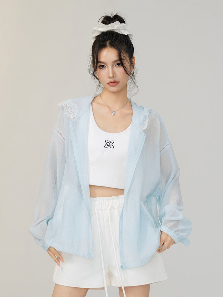 Lace Trimmed Oversized Sun Protection Coat - CHINASQUAD