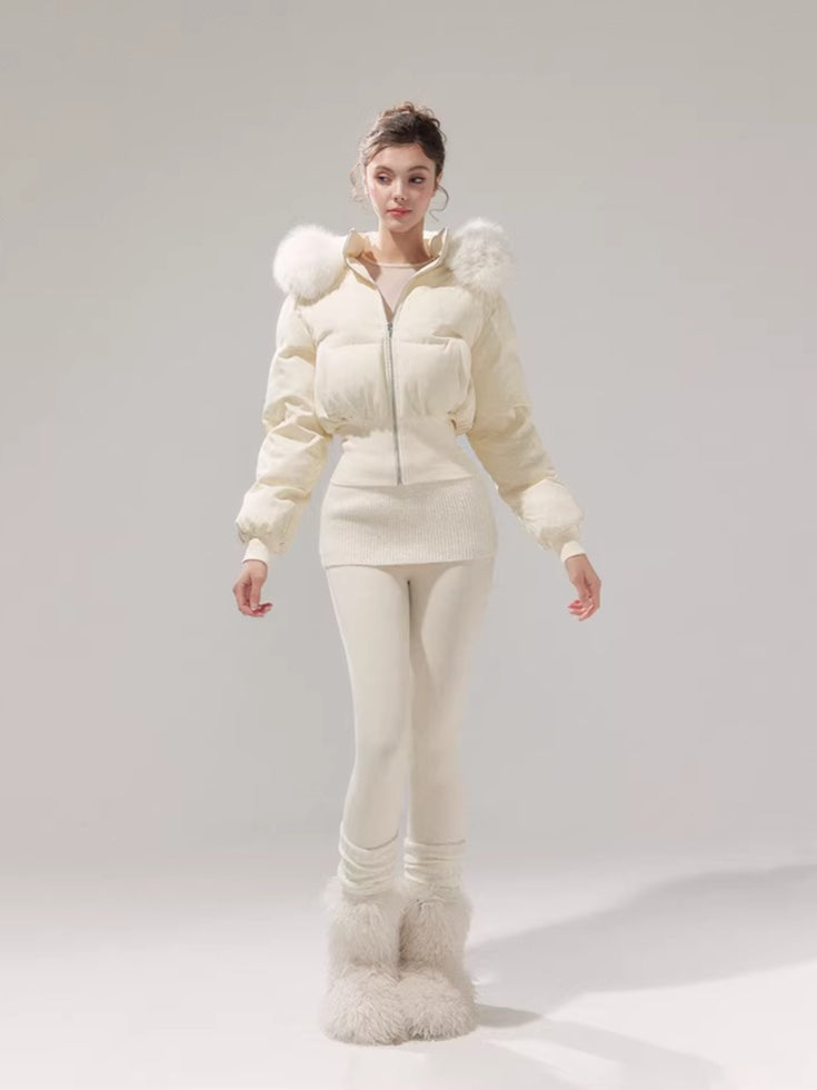 Retro Hourglass Waist Cotton Puffer Jacket