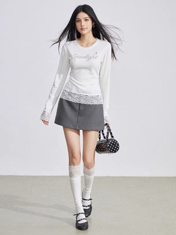 Rhinestone Lace Long Sleeve Base Layer
