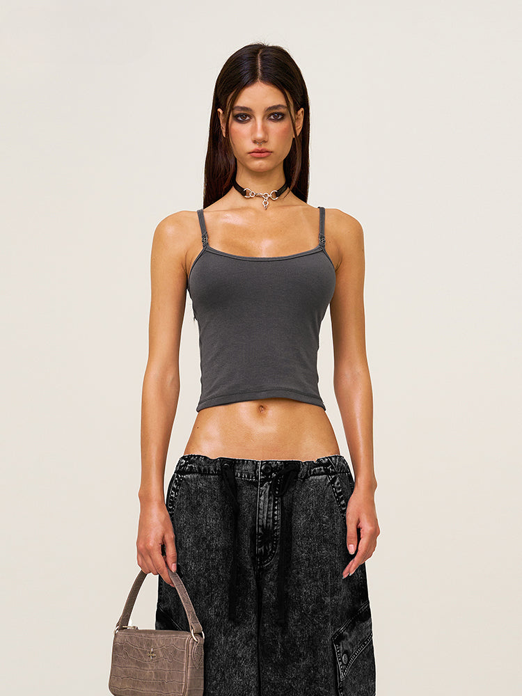 Solid-Color Simple Base Layer Slim-Fit Sports Camisole