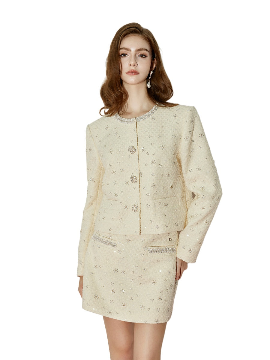 Jacket & Classic Pearl Tweed Skirt Set - CHINASQUAD