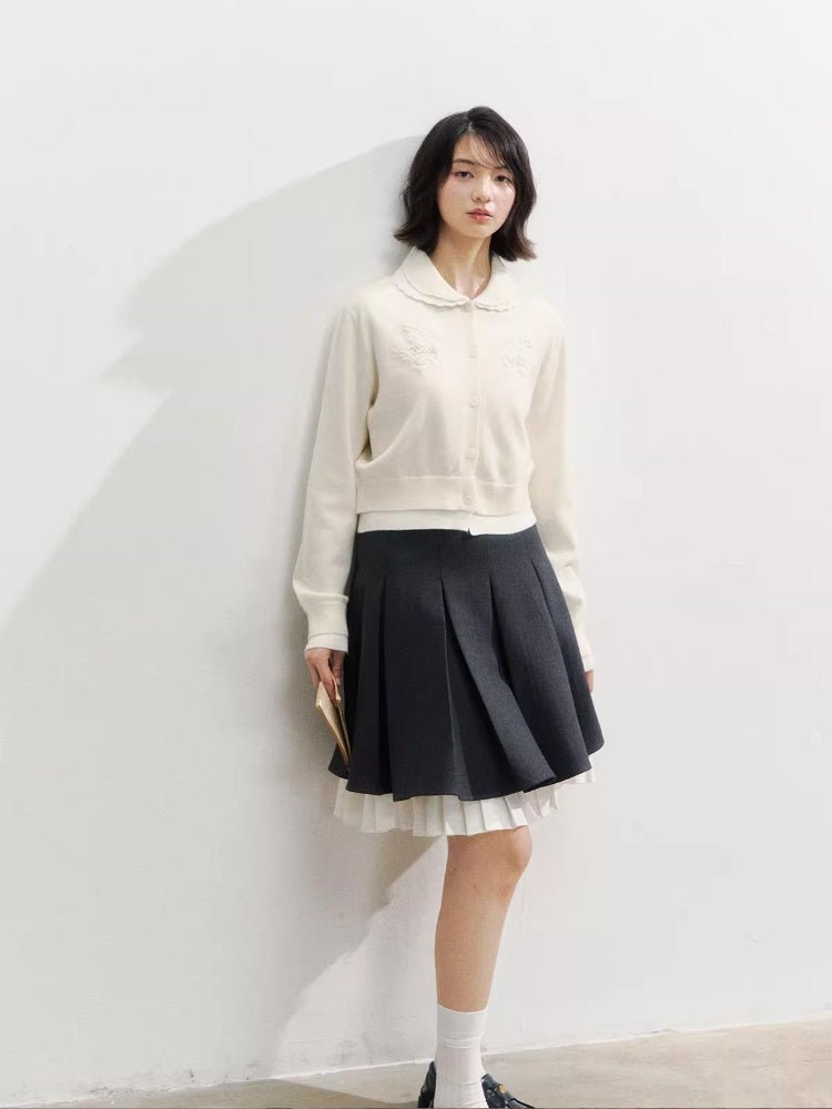 Crochet White Doll Collar Cardigan