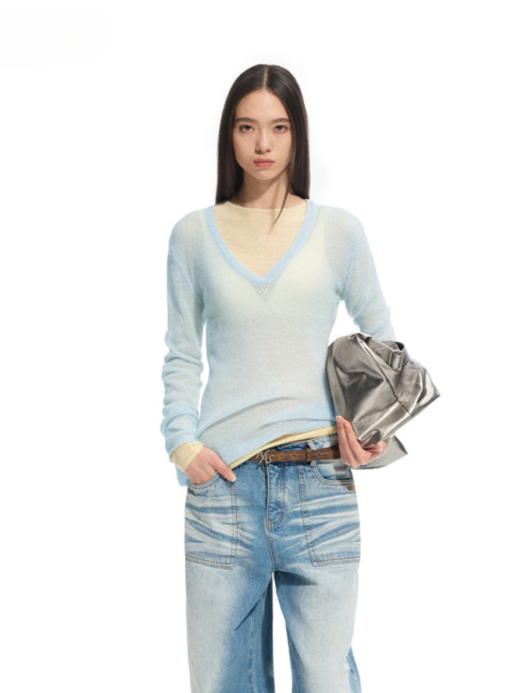 Alpaca Irregular Thin Long-sleeve Blouse - CHINASQUAD