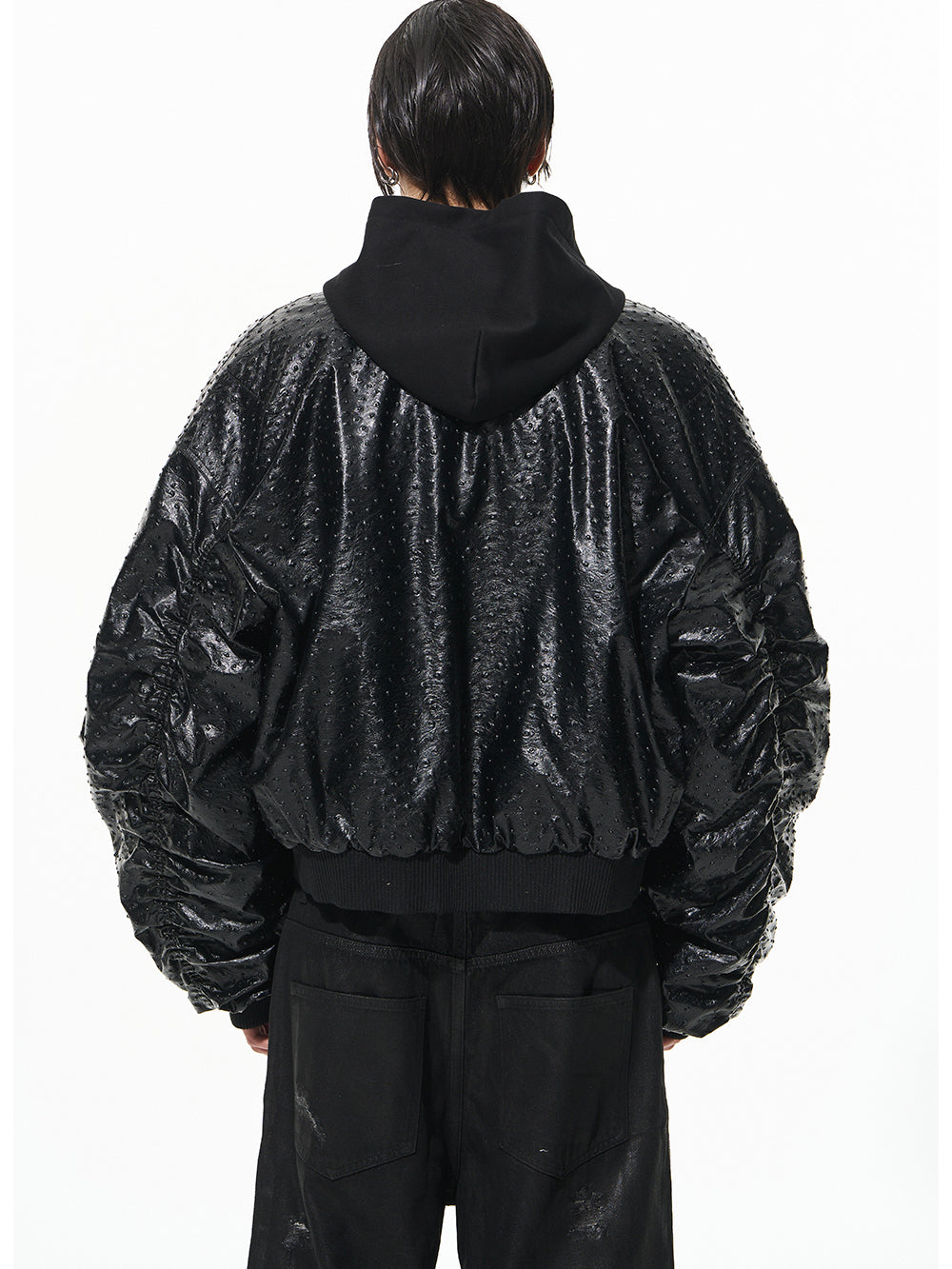 Two-Layer Hooded Sweatshirt Leather Jacket - CHINASQUAD